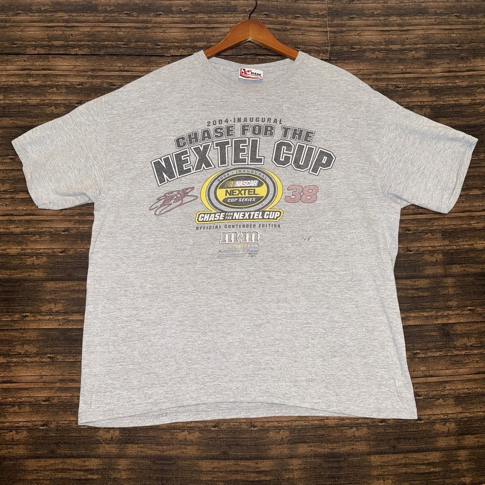 Vintage Nascar T-Shirt Mens XL Gray Chase for the Nextel Cup 2004 Casual